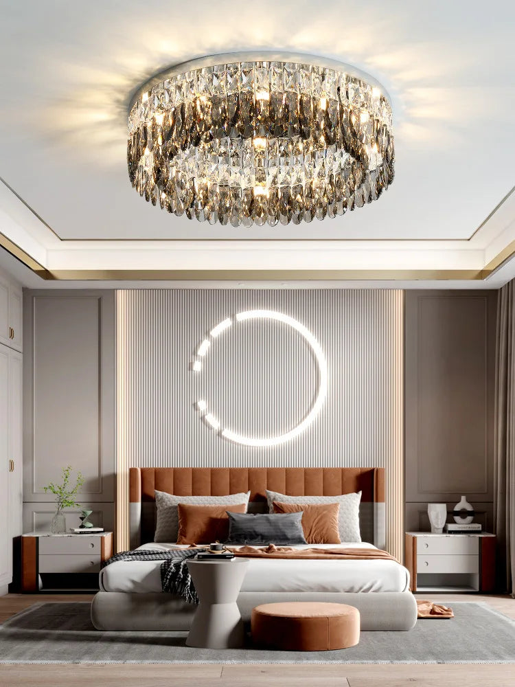 Nordic Living Room Simple Modern Atmospheric Bedroom Lamp Chrome Silver Ceiling Lamp Home Creative Dining Room Crystal Lamp