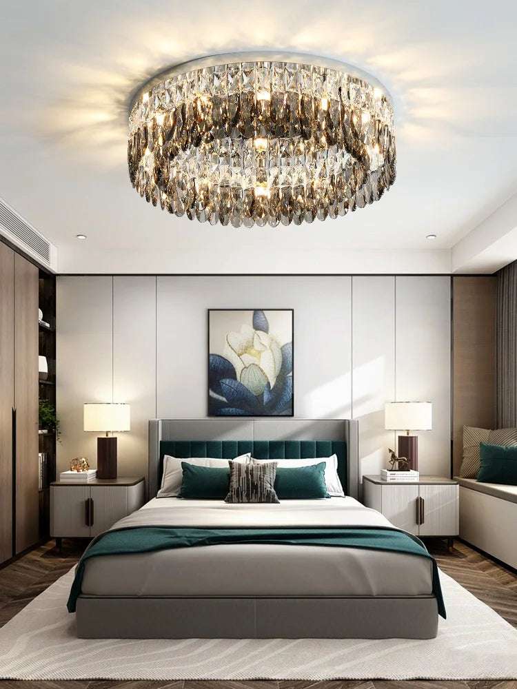 Nordic Living Room Simple Modern Atmospheric Bedroom Lamp Chrome Silver Ceiling Lamp Home Creative Dining Room Crystal Lamp