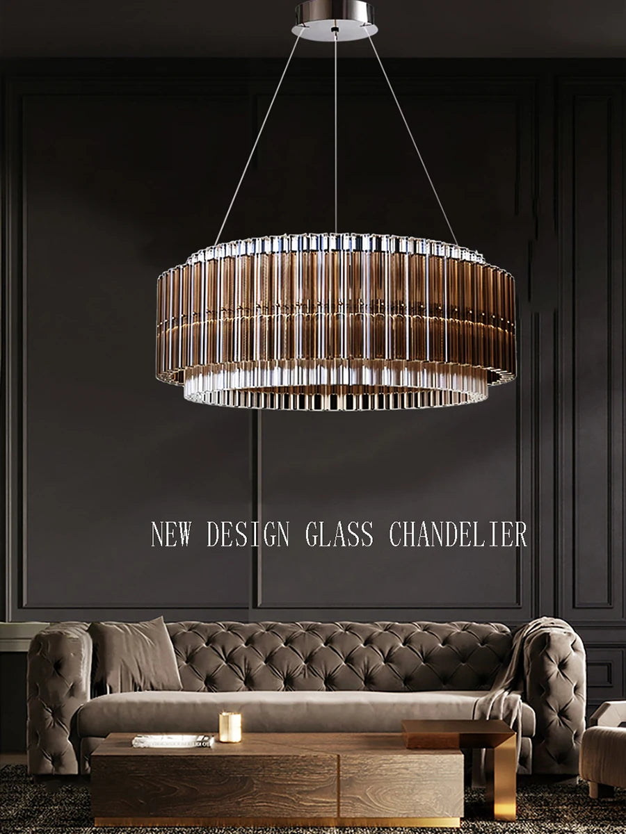 Italian Postmodern Brown Clear Glass Chandelier Lighting Home Appliance Decoration Living Room Light Fixture 2024 New Design