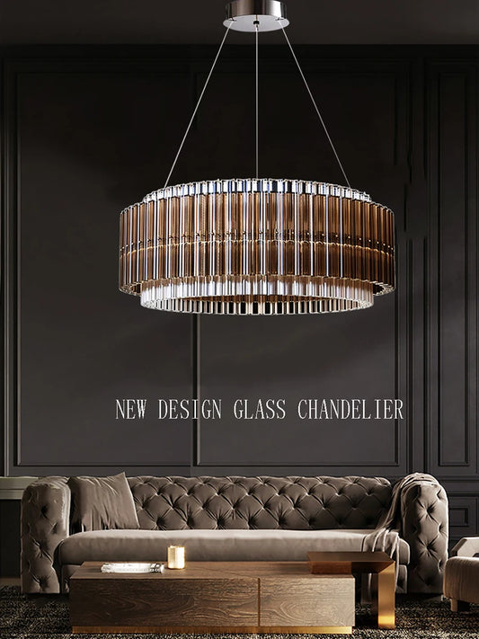 Italian Postmodern Brown Clear Glass Chandelier Lighting Home Appliance Decoration Living Room Light Fixture 2024 New Design