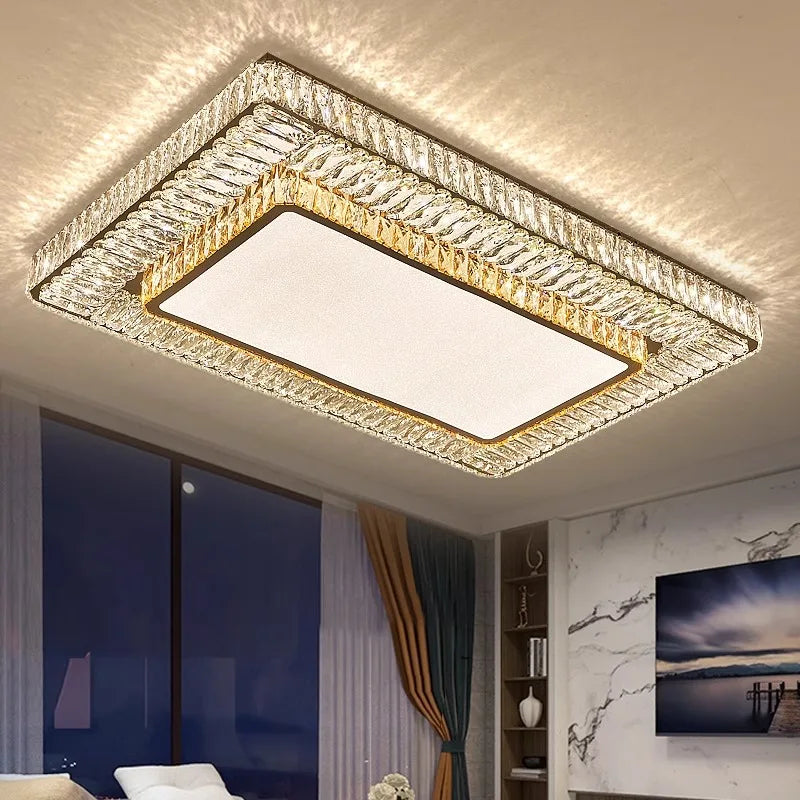 Modern Led Ceiling Lamp Luxury Home Decoration Crystal Lighting Gold Dimmable with Remote Living Room Bedroom Lustres