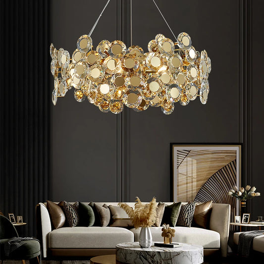 Post-modern Light Luxury Sunflower Glass Chandelier Model Room Living Room Lamp Restaurant Original Bar Creative Led Lamp