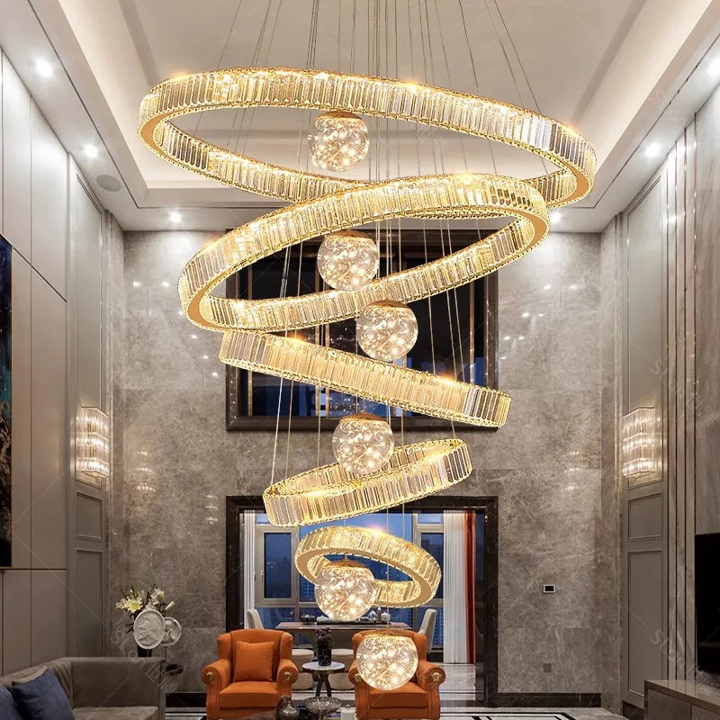 Modern home decoration crystal chandelier, stair Pendant lamp, living room Pendant lights, interior lighting