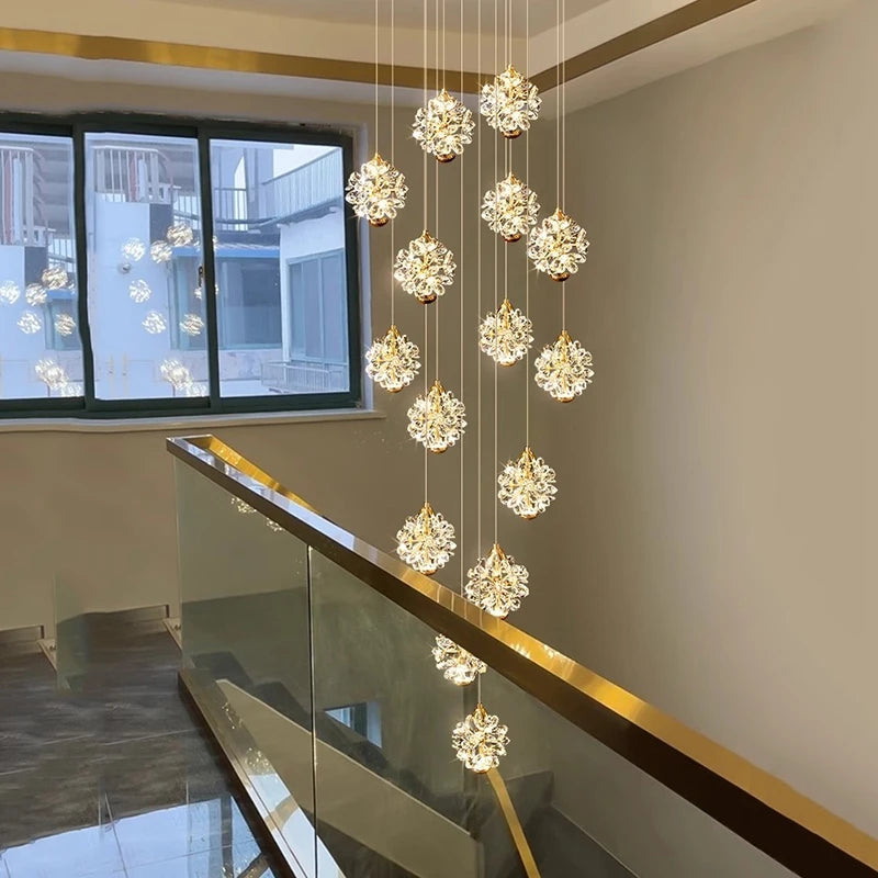 Modern home decoration crystal chandelier, stair Pendant lamp, living room Pendant lights, interior lighting