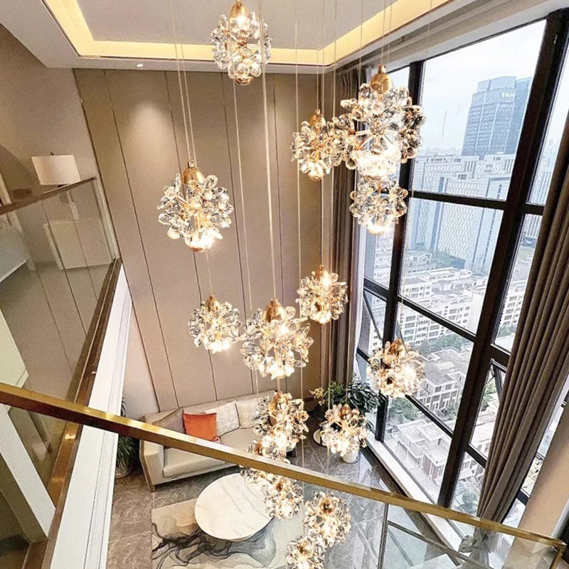 Modern home decoration crystal chandelier, stair Pendant lamp, living room Pendant lights, interior lighting