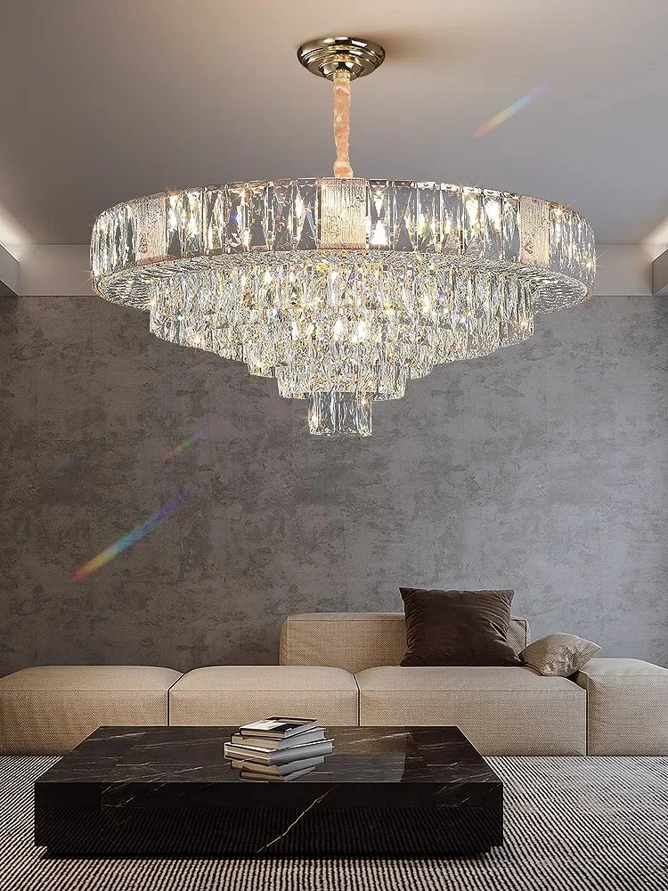 Nordic Luxury Clear Crystal Chandelier Home Decoration Lustre Living Room Long Hanging Lamps over Dining Table Big Lamps