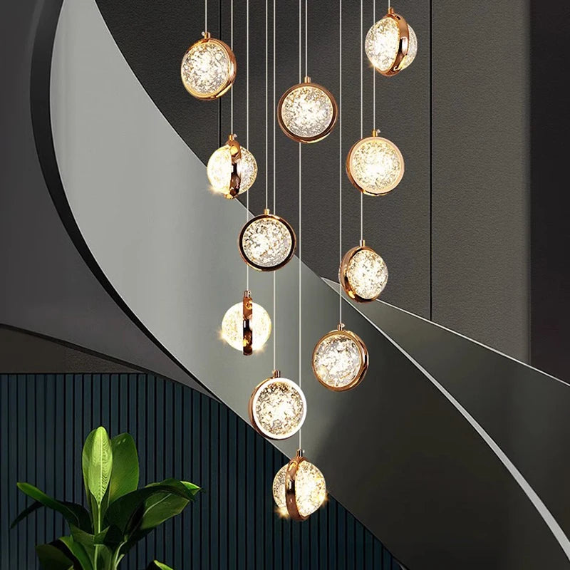 Modern home decoration crystal chandelier, stair Pendant lamp, living room Pendant lights, interior lighting