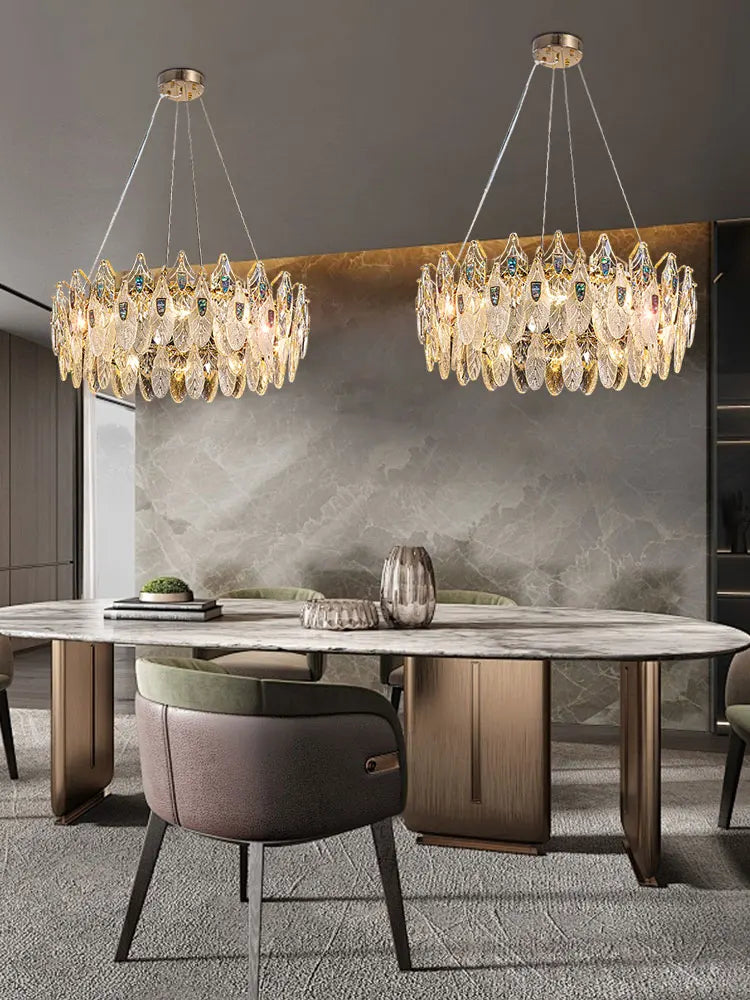 2024 Trendy K9 Crystal Peacock Dimmale LED 2024 Chandelier Hanging Lamps Lustre Suspension Luminaire Lampen For Living Room