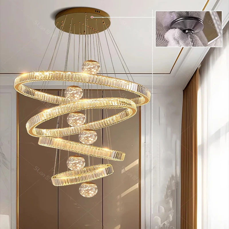 Modern home decoration crystal chandelier, stair Pendant lamp, living room Pendant lights, interior lighting