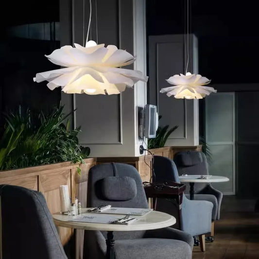 Nordic Chandeliers Cream Wind Loft Living Room LED Acrylic Pendant Lamps Home Decor Ceiling Design Lotus Shape Lighting Fixtures