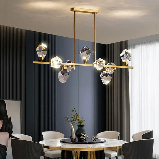 Modern Luxury Style LED Chandelier for Living Room Bedroom Dining Room Kitchen Ceiling Lamp Gold Copper Crystal G9 Pendant Light