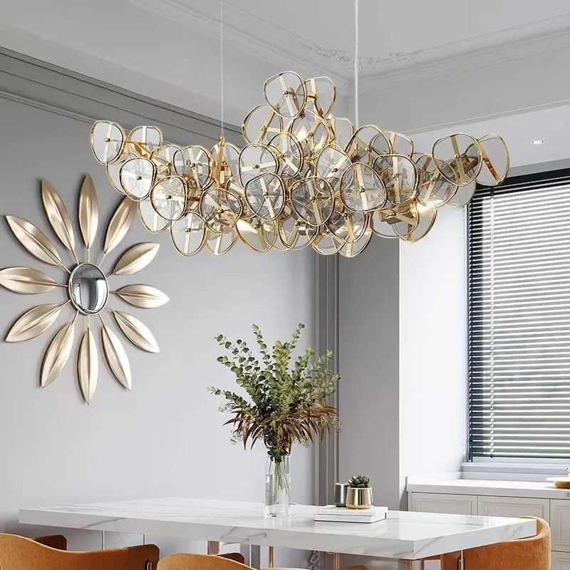 Post-modern Light Luxury Sunflower Glass Chandelier Model Room Living Room Lamp Restaurant Original Bar Creative Led Lamp