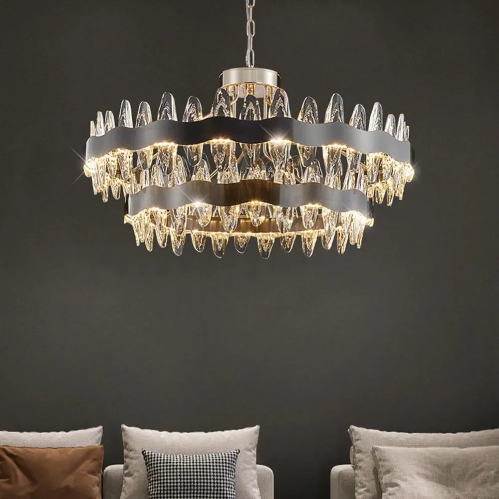 New Modern Luxury Crystal Chandeliers For Living Room Bedroom Restaurant Pendant Lamp Duplex European Style Indoor Decor Fixture