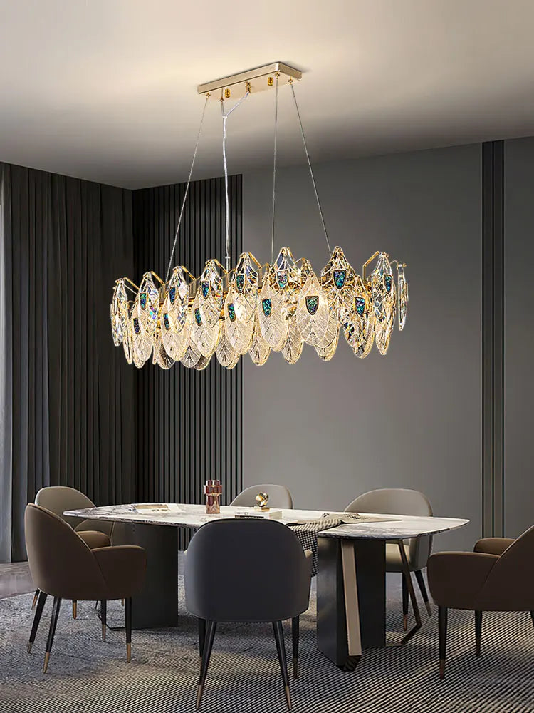 2024 Trendy K9 Crystal Peacock Dimmale LED 2024 Chandelier Hanging Lamps Lustre Suspension Luminaire Lampen For Living Room